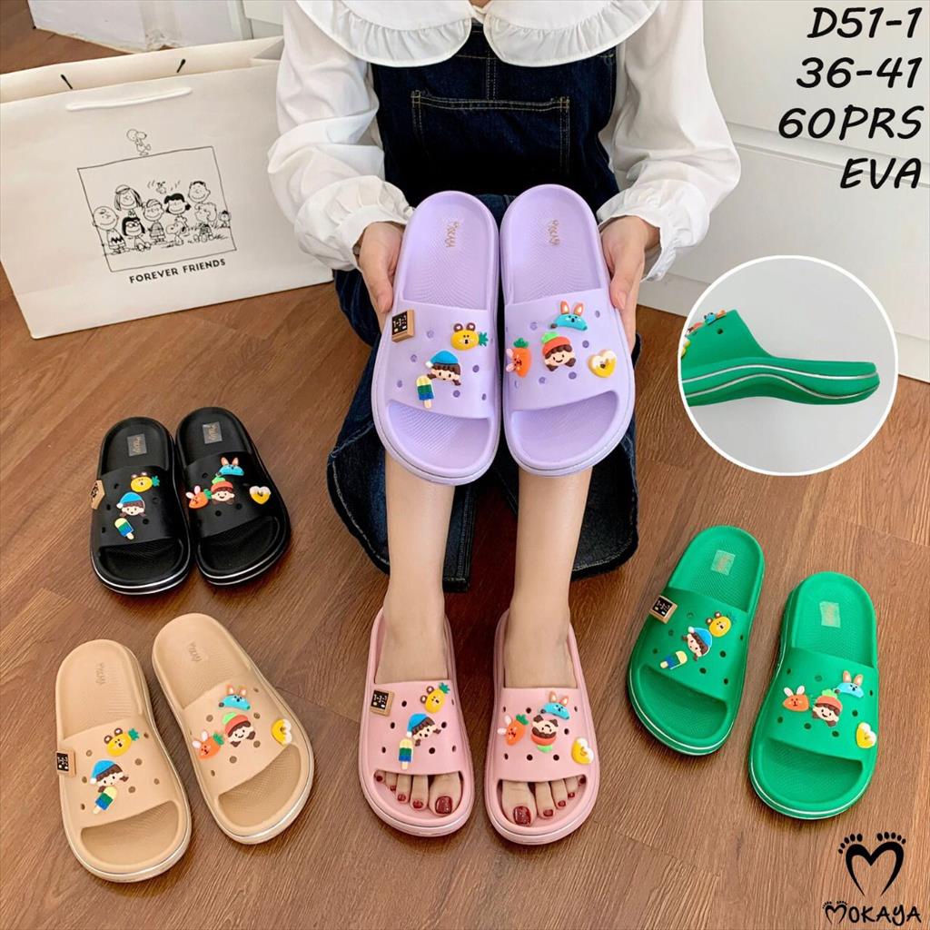 Sandal Slop Wedges Eva Fuji Viral Platform Tebal Motif Pita Girl Super Lucu Trendy Cantik Import Mokaya / Size 36-41 (D51-1 &amp; D52-2)