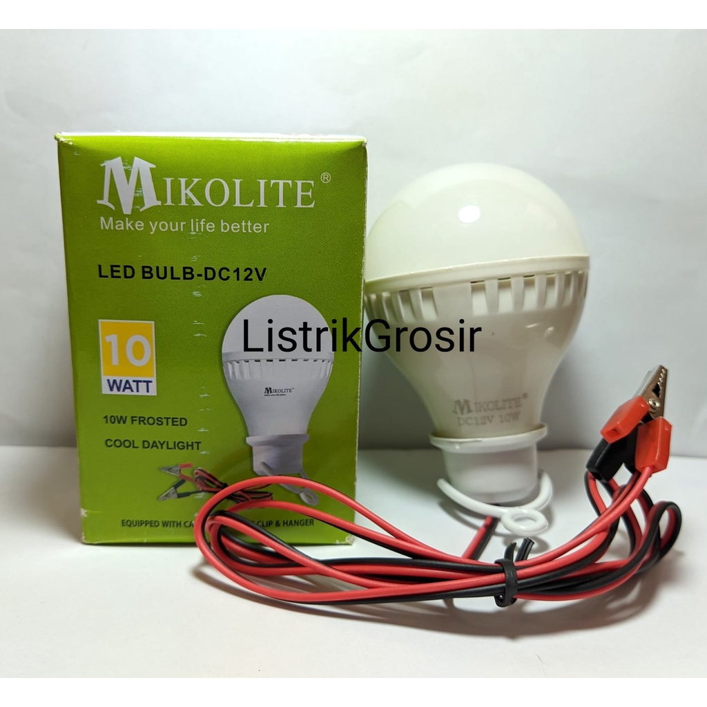 Lampu Darurat Bohlam Led DC 12v Aki Putih Mikolite 10w A Bulb 10 Watt