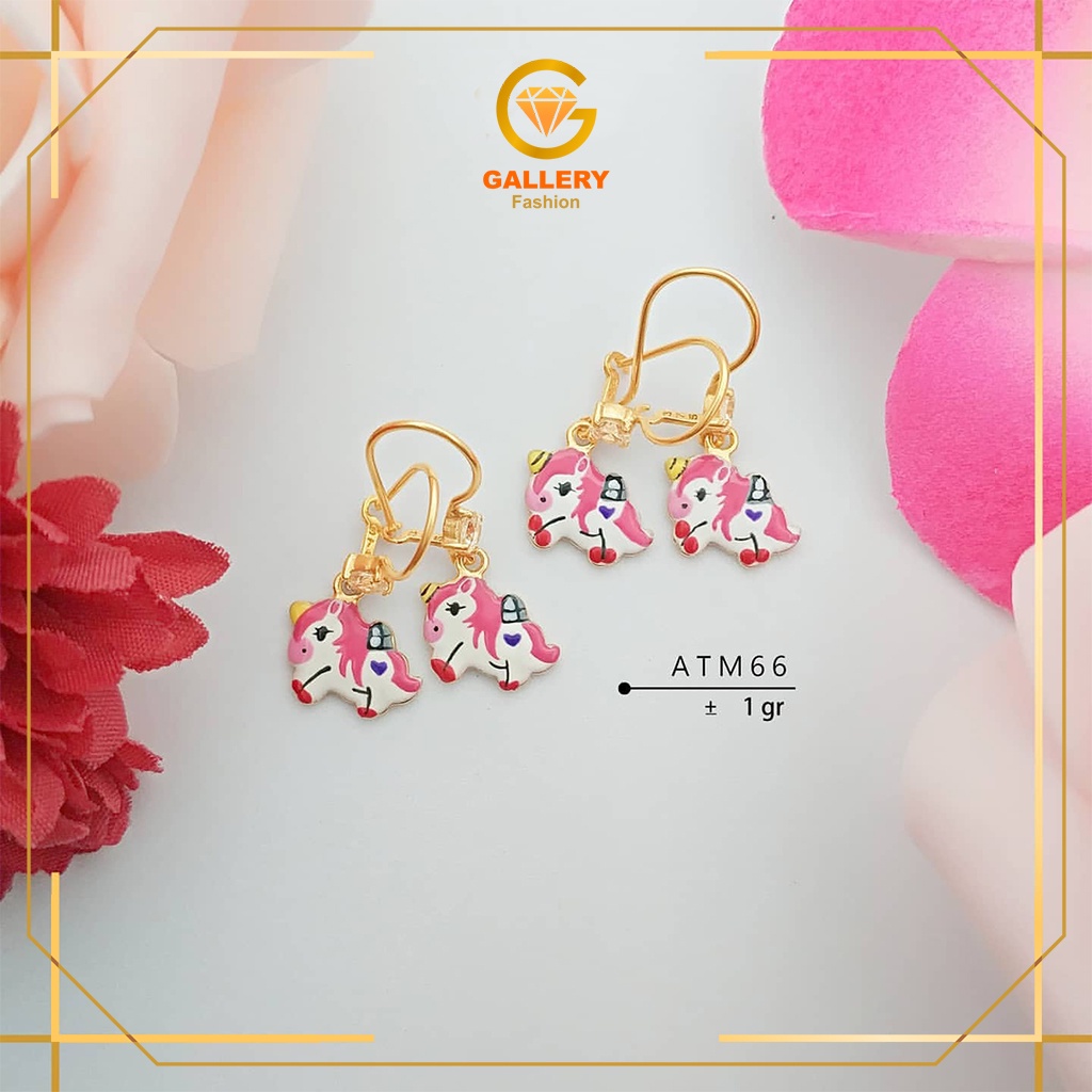 ANTING ANAK EMAS ASLI KADAR 300/6KARAT (6K) DAN 375/8KARAT (8K) KODE ATM 66 MODEL UNICORN KUDA PONI 