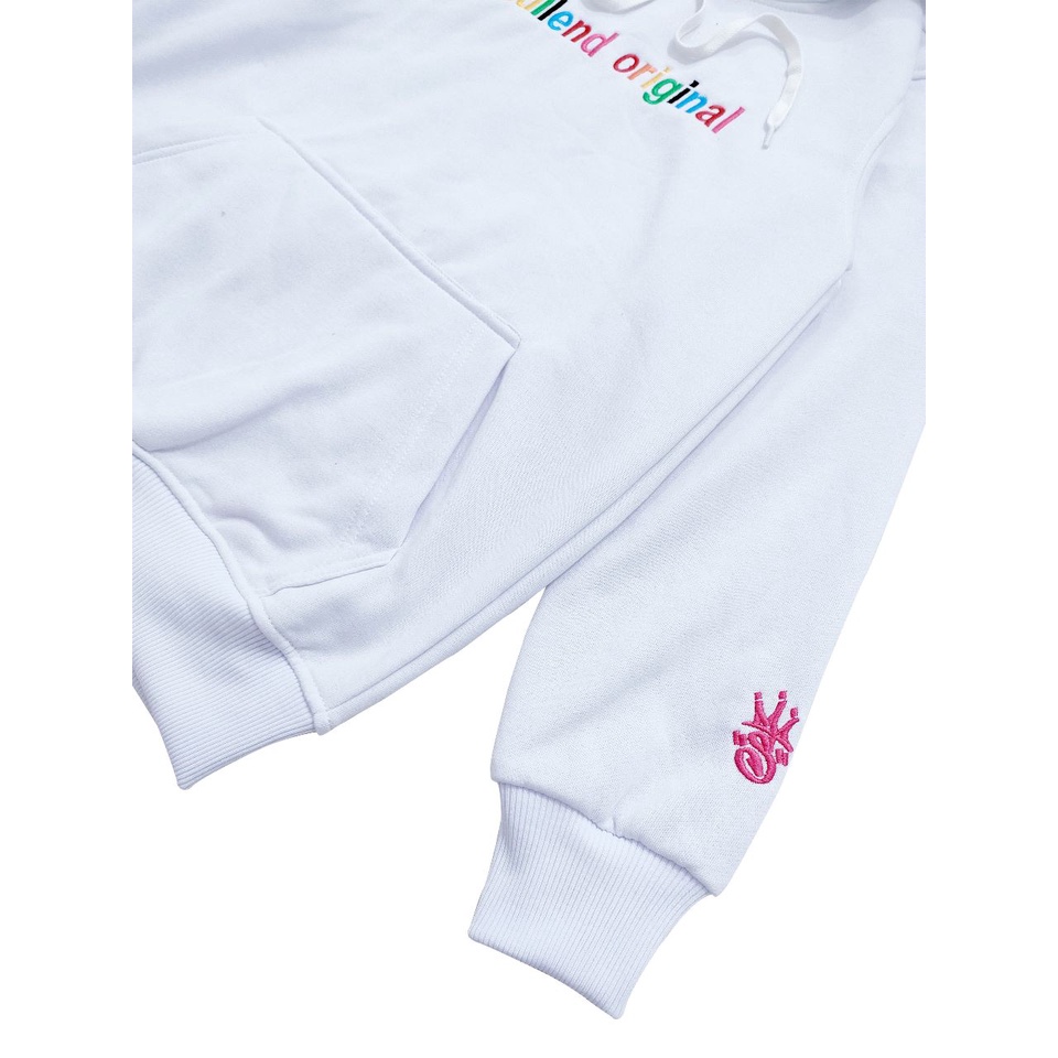 SKULLEND - Jaket Pullover Sweater Hoodie Jumper Unisex Bordir Cotton Fleece Putih