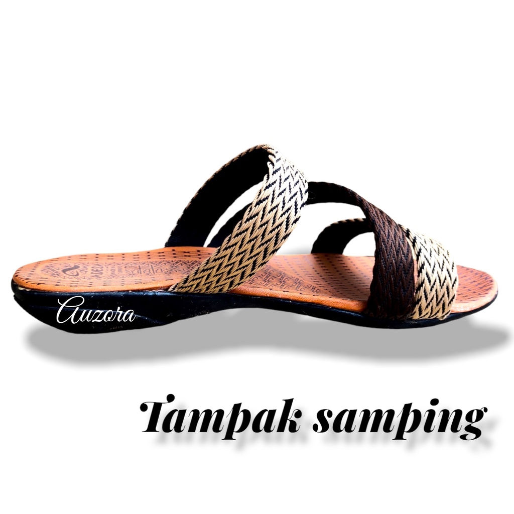 promo cuci gudang sandal murah wanita slempang 3 ban motif batik turki empuk
