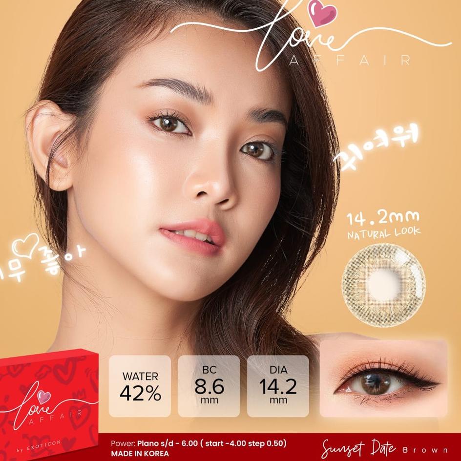 Softlens LOVE AFFAIR DIA 14.20mm X2 BROWN BRONZE NORMAL & MINUS (-0.50 s/d -6.00) softlense / BB Len