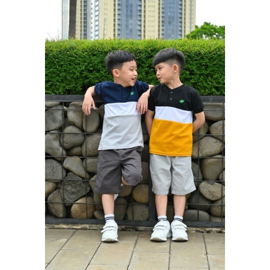 Atasan Kaos Polo Anak Laki-Laki Usia 1 2 3 4 5 6 Tahun / Polo Shirt Three Tone