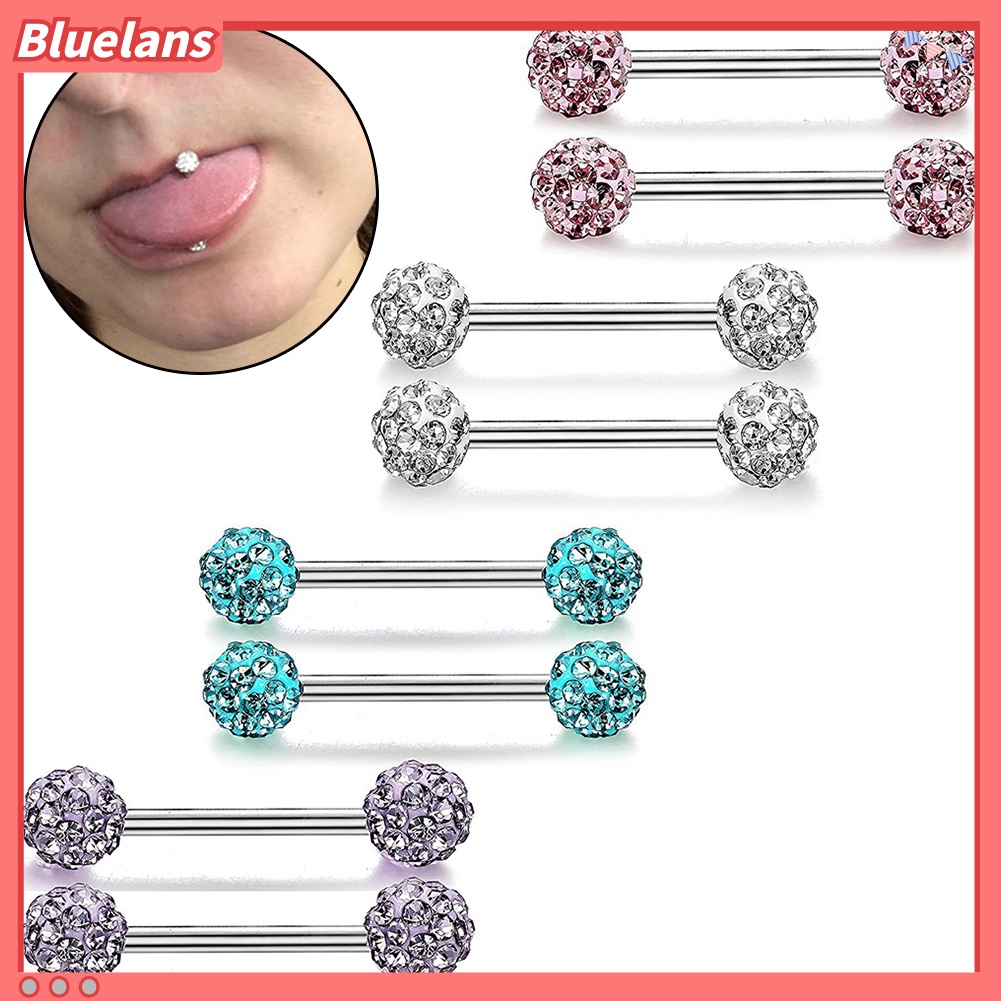 Bluelans Women Rhinestone Tongue Nose Nipple Ring Stud Earrings Body Piercing Jewelry