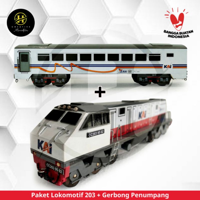 Miniatur Kereta Api Sidoarjo CC203+GERBONG