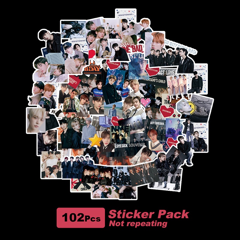 102pcs / set Stiker TXT GOOD BOY GONE BAD Photo Untuk Diary / Koper