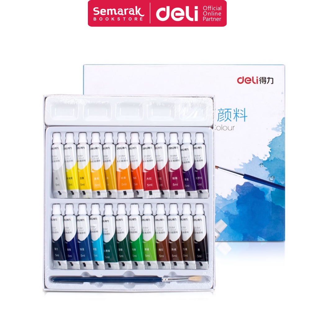 

Deli 73861 Watercolor Set Cat Air 24 Warna 5ml
