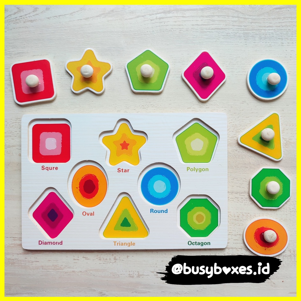 Busyboxes.id Mainan anak edukasi anak 1 2 3 tahun laki laki perempuan mainan edukasi Montessori puzzle jigsaw 3d kecil geometri bentuk dasar