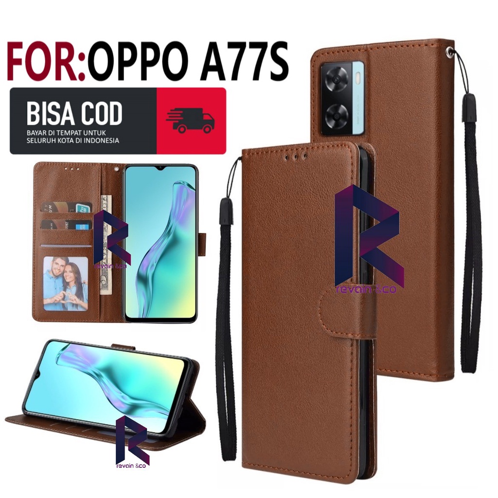 FLIP COVER NEW OPPO A77S 2022 FLIP WALLET LEATHER KULIT PREMIUM SARUNG BUKA TUTUP KESING HP FLIP CASE OPPO A77S