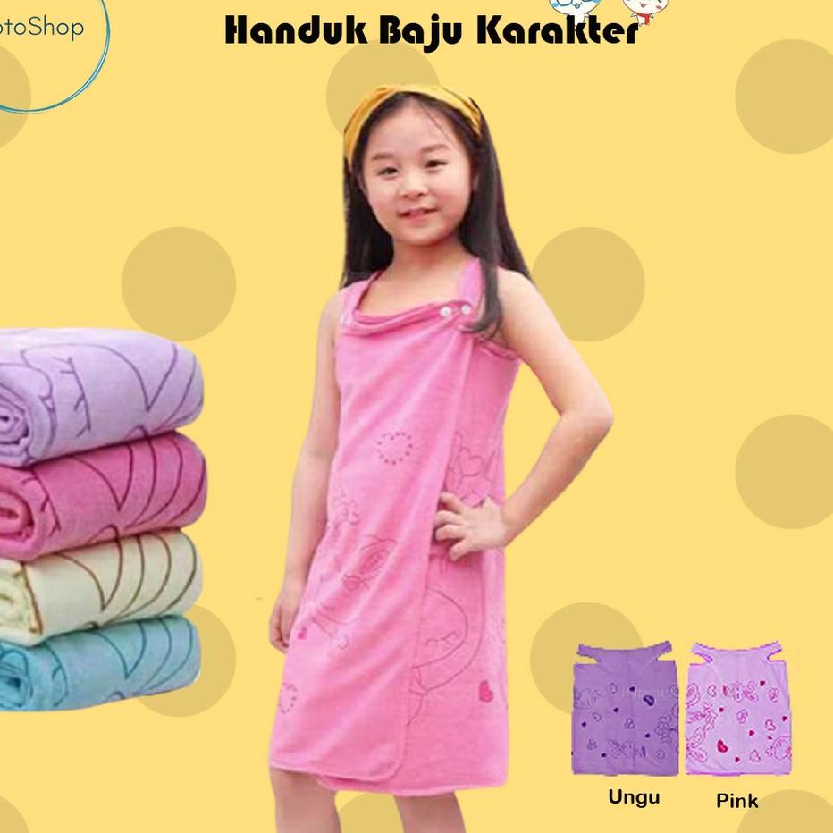 Terlaris Handuk Baju Multifungsi Anak Perempuan Karakter Lucu | Handuk Mandi Anak Karakter Bunny | H