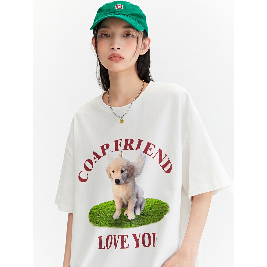 EUNII T-shirt Lengan Pendek Lovely Dogs Korean Style/Kaos Atasan Wanita/Baju Kaus Oversize Wanita