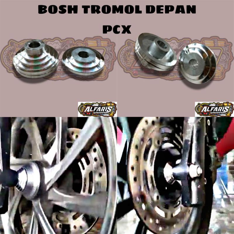 BOSH TROMOL DEPAN HONDA PCX 150 BOSH TROMOL PCX 160 ALMUNIUM SEPASANG GEARBOX AS RODA DEPAN HONDA ALL PCX 150 PCX 160 PNP