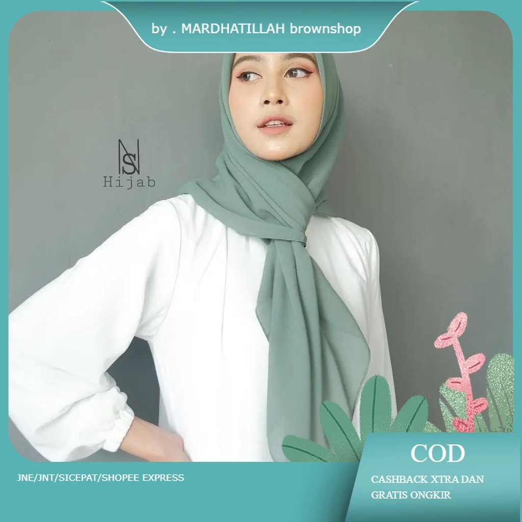 kerudung jilbab segi empat BELLA SQUARE polos bahan double hycon ( pollycotton ) premium jahit tepi 