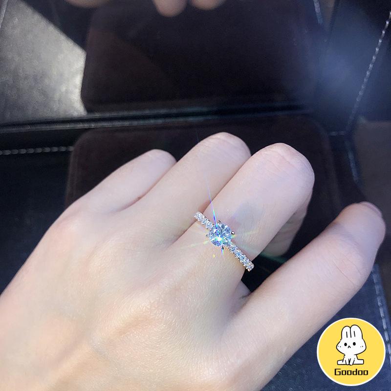 Cincin Titanium Anti Karat Wanita Emas Perak 925 Berlian Perhiasan -Doo