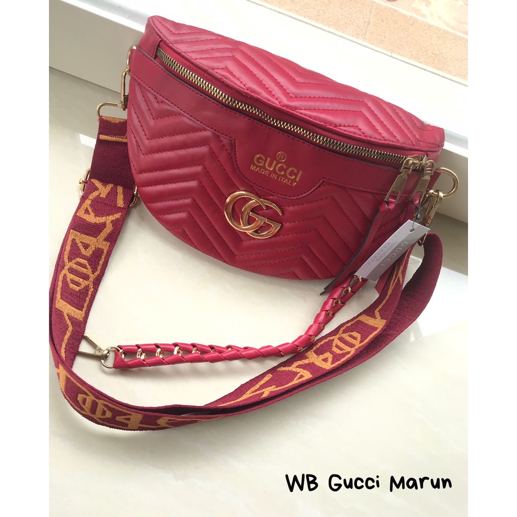 11.11 SALE : Tas Pinggang WAIST BAG Terbaru GG Bordir Zigzag