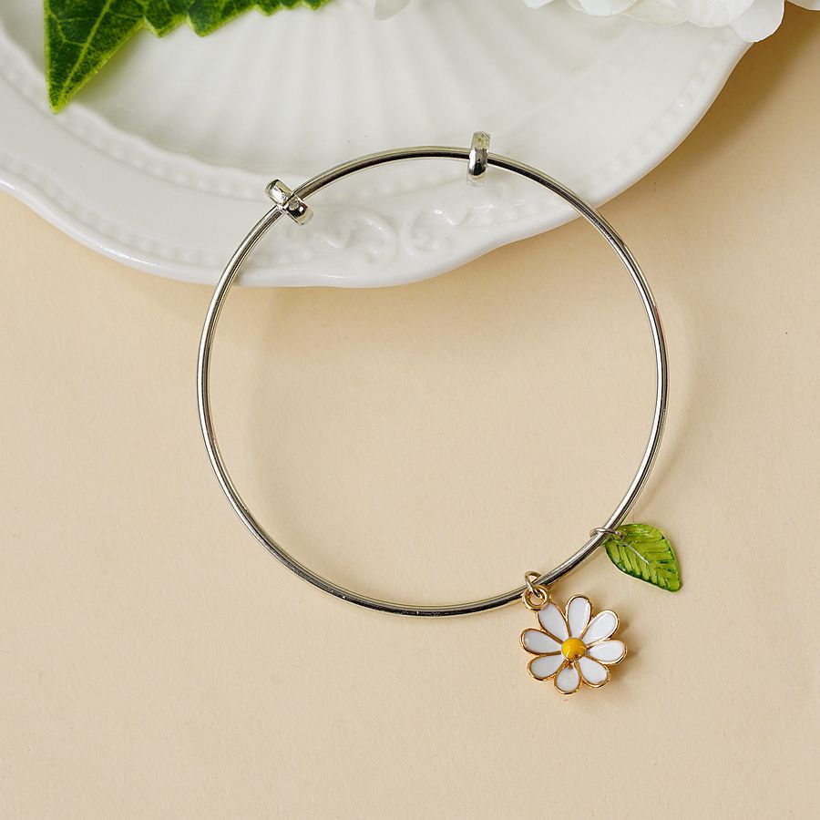 Kalung Liontin Bunga Daisy Bahan Alloy Lapis Silver Untuk Wanita