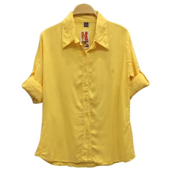 Kemeja Atasan Wanita BASIC POLOS Katun Rayon Adem Warna KUNING SOFT Termurah