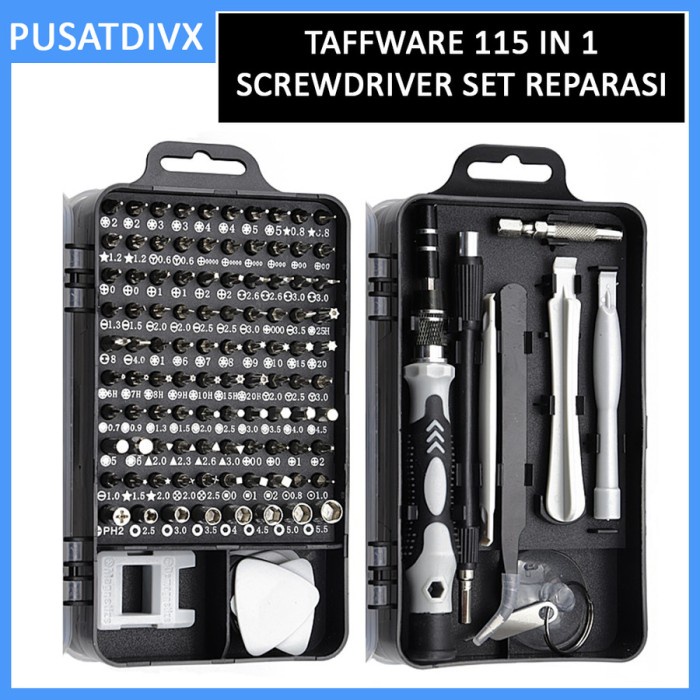 TAFFWARE 115 IN 1 OBENG SCREWDRIVER SET REPARASI SMARTPHONE LAPTOP