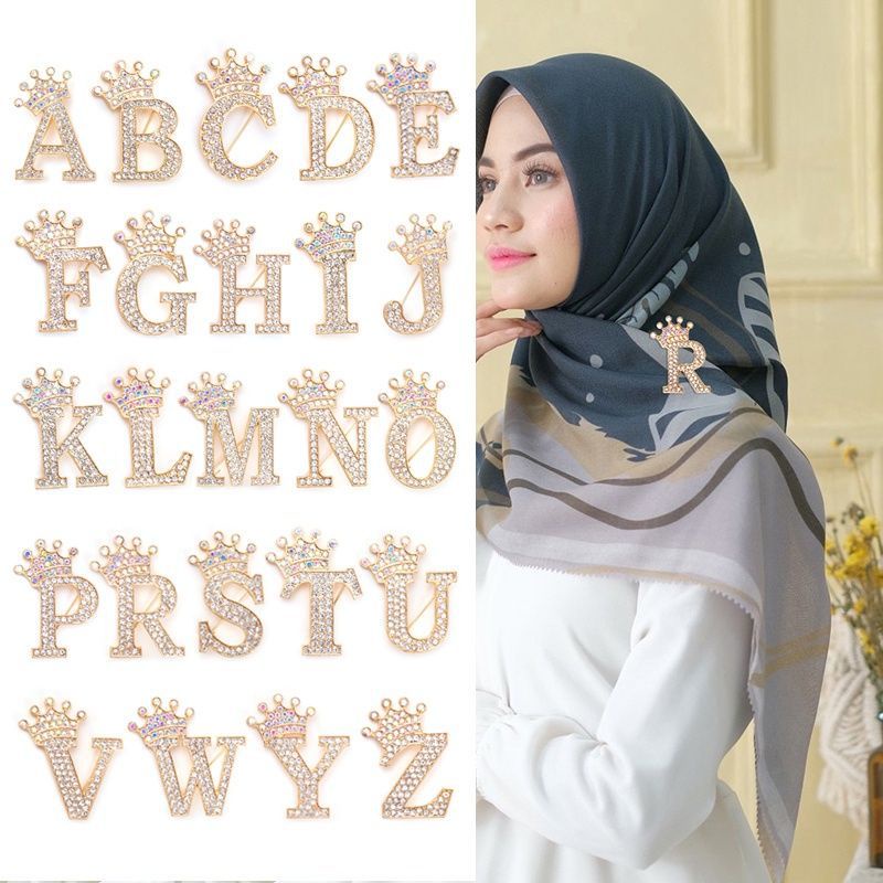 Bross Huruf / Bross Alfabet Mahkota Mewah