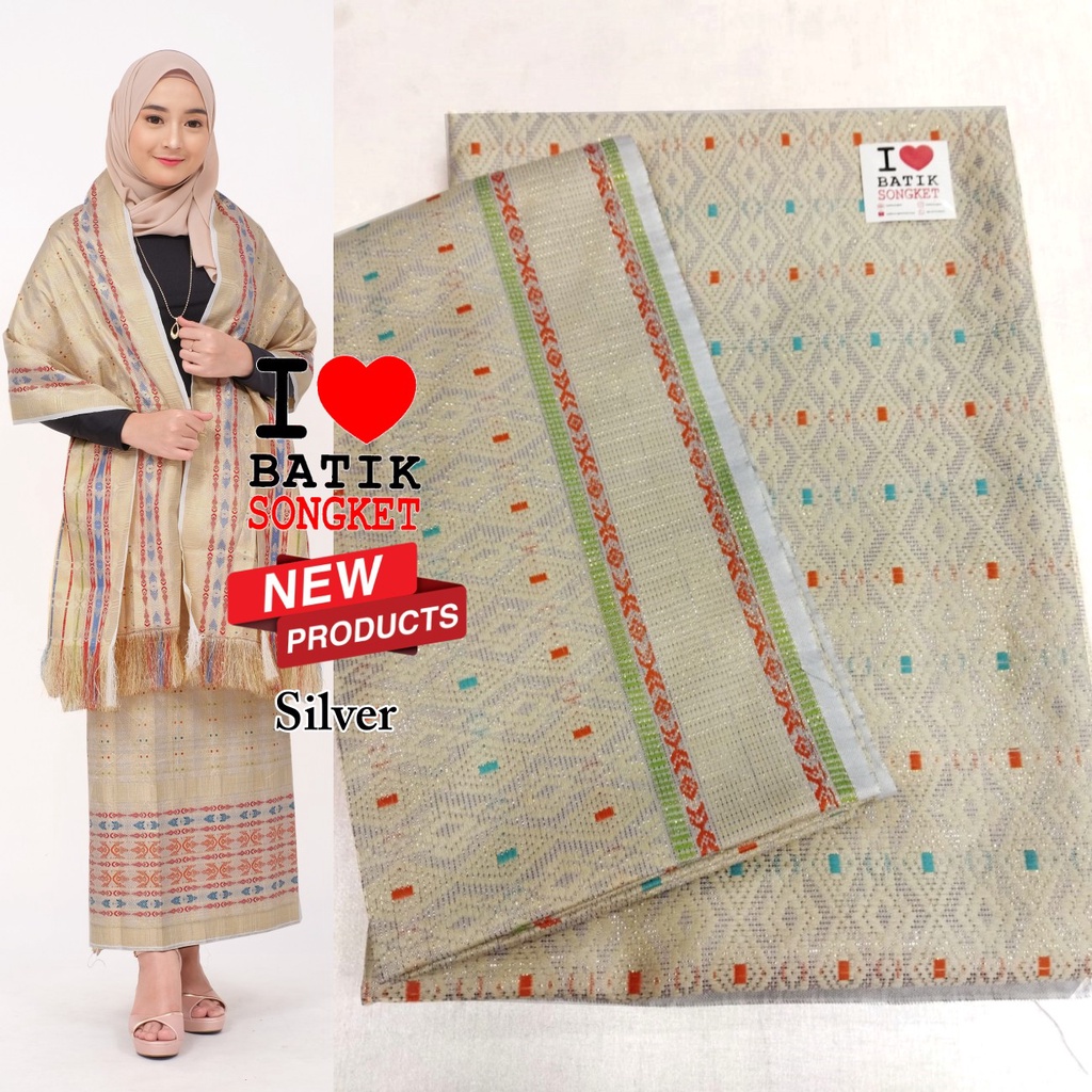 SONGKET MESIN MURAH THAILAND WARNA SILVER ABU GREY SERAGAM MAKASSAR BATAK PALEMBANG