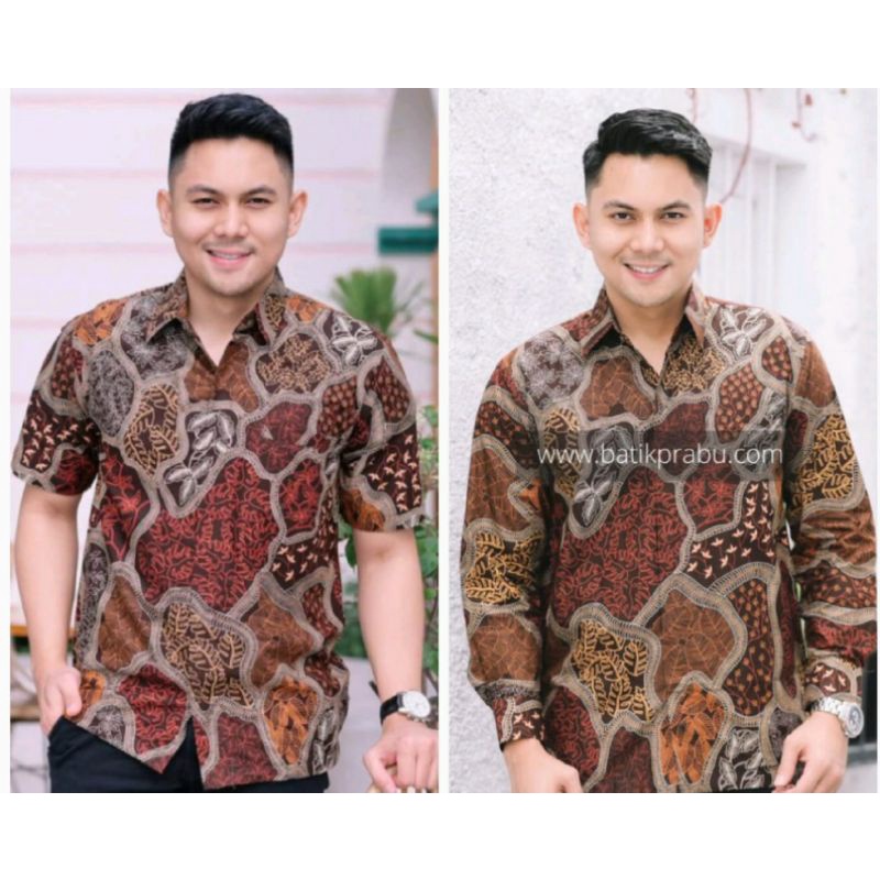 Batik kemeja pria lengan pendek&amp;panjang batik lapis furing katun baturaden reguler PSO1