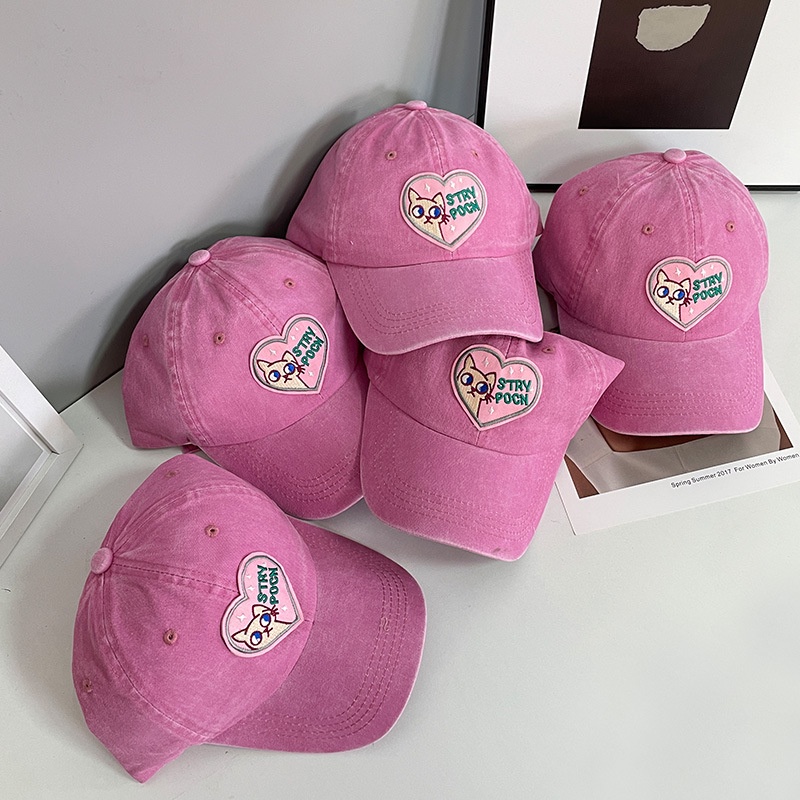 Topi Baseball Motif Kartun Kucing Warna Pink