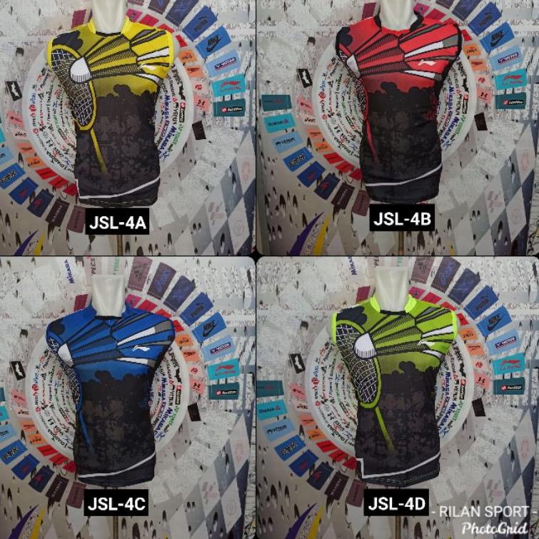Singlet lining badminton jersey kaos bulutangkis singlet lekbong badminton sleeve less atasan pria o