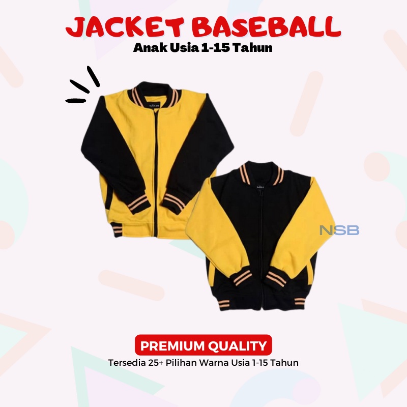Varsity Jaket Jacket Bisboll Bomber Zipper Fashion Unisex Anak Batita Kecil Cowok Cewek Perempuan La