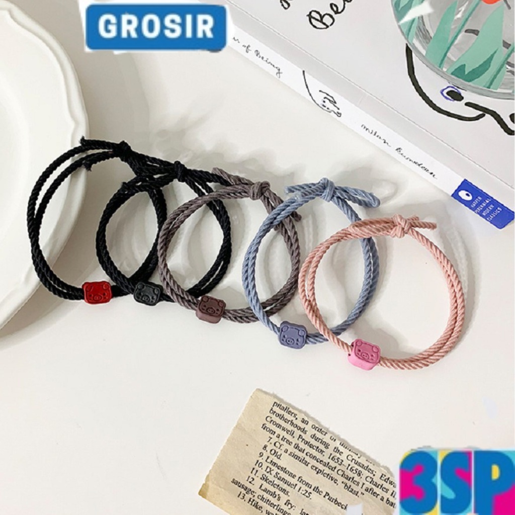 3SP | ART36 Ikat Rambut Korea Karakter Piggy Kuncir Rambut Cepol Hairtie