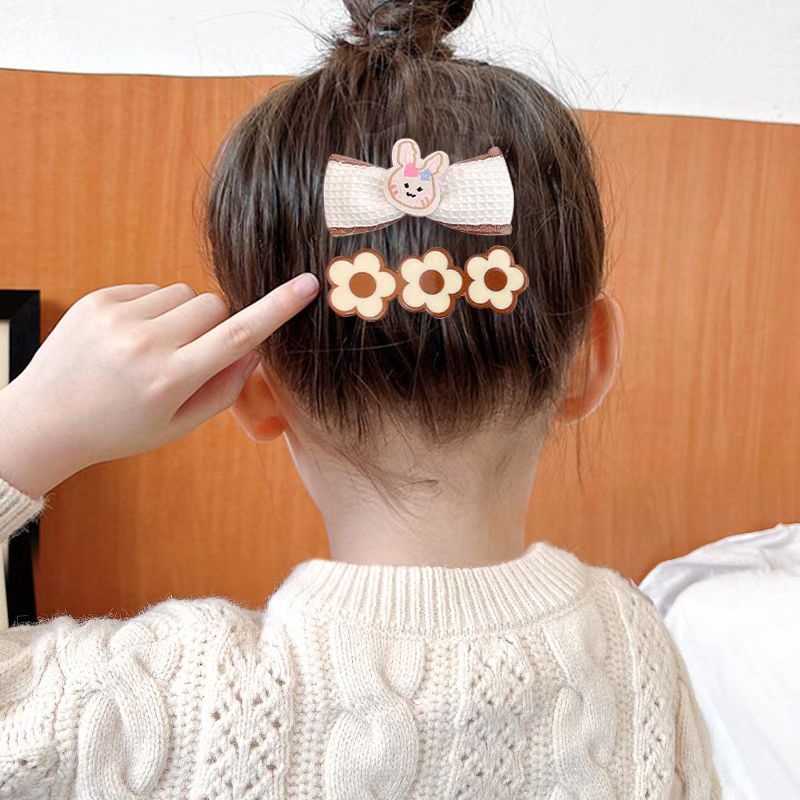 (Hello Girl)F167 8 In 1 Set Jepit Rambut Anak Dewasa Motif Pita Bunga Berbulu Gaya Korea Import