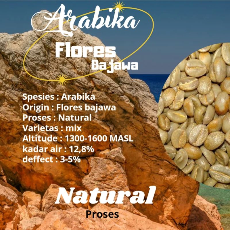 

green Bean / biji kopi Arabika Flores bajawa - Natural 1kg