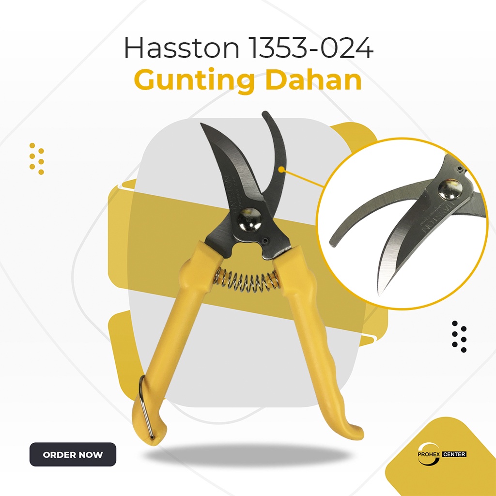 Hasston Prohex Gunting Dahan Ranting Stek Bunga Taman 8 Inch 1353-005 Stainless Steel