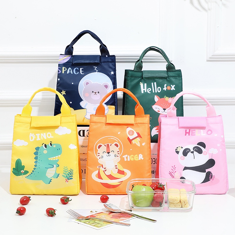 𝗘𝗕𝗦 ✅ PA072 Tas Bekal Karakter Lucu Besar Lunch Cooler Bag Makanan Aluminium Kotak Makan Import Murah