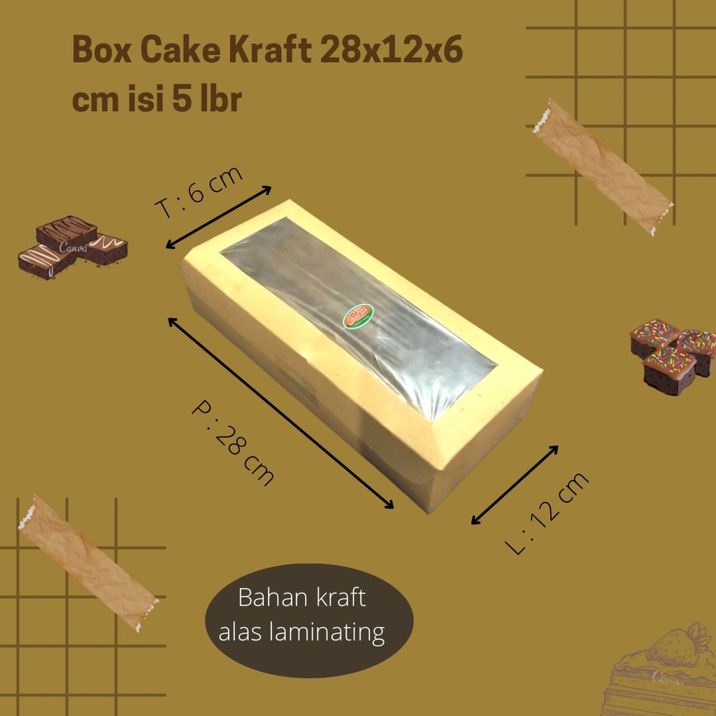 

Box bake Kraft 28*12*6cm 5lbr