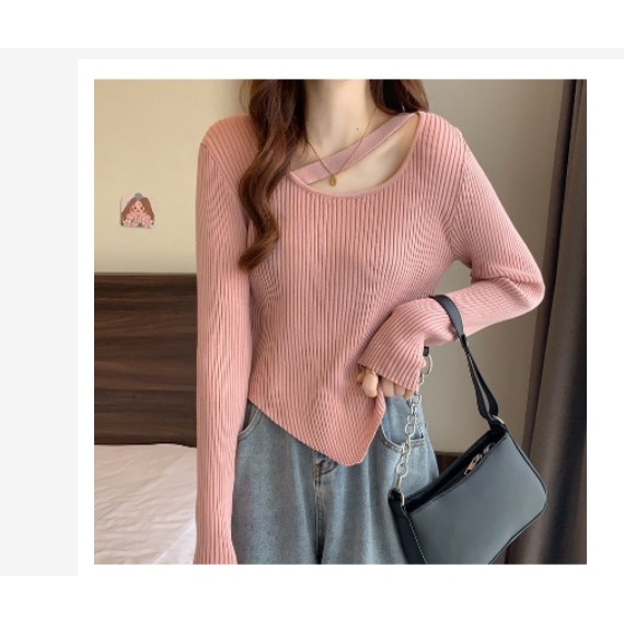SUETERKU GEYNA KNITWEAR KOREA RAJUT/ CROP TOP LENGAN PANJANG / SWEATER RAJUT ATASAN