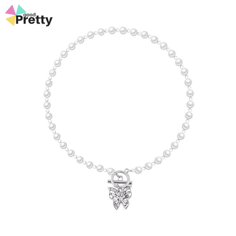 Kalung choker kupu-kupu mutiara yang cocok untuk semua temperamen peri - PD