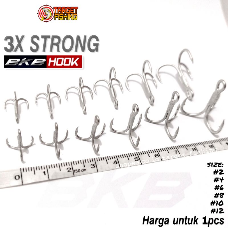 Treble Hook 3X Strong High Carbon - HARGA 1PCS Kail Trebel Minnow