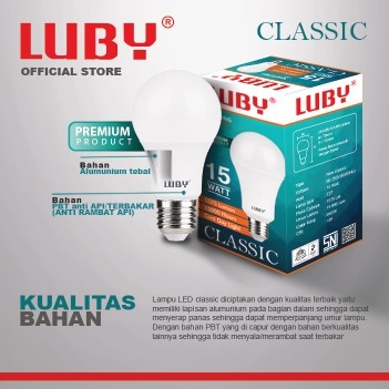 Lampu LED LUBY Classic 15 Watt Bohlam Bulb 15W W cahaya putih Cool Daylight CDL 6500K E27