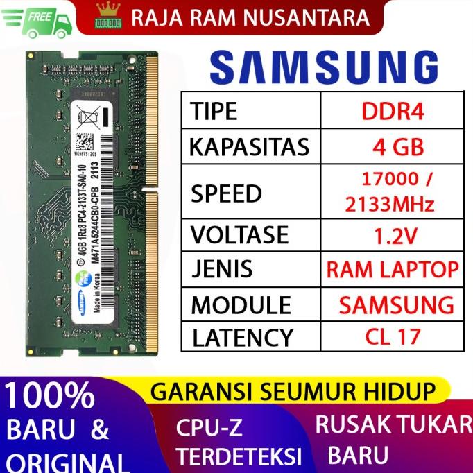 RAM LAPTOP SAMSUNG DDR4 4GB 2133 MHz 17000 ORI GAMING RAM NB DDR4 4GB