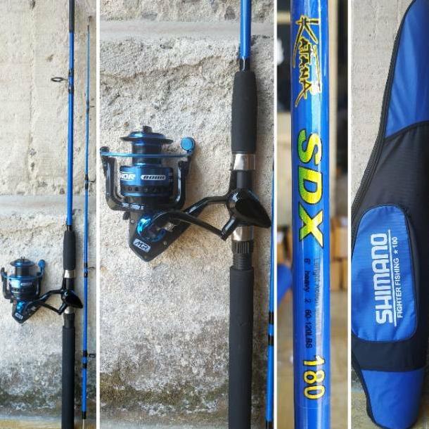 Set Pancing Laut Reel Maguro Joran Kekutan 60 kg Edisi Blue