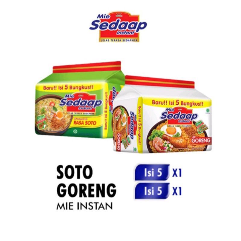 

Mie Sedaap Soto & Sedap Goreng Kemasan isi 5 | Packing Karton