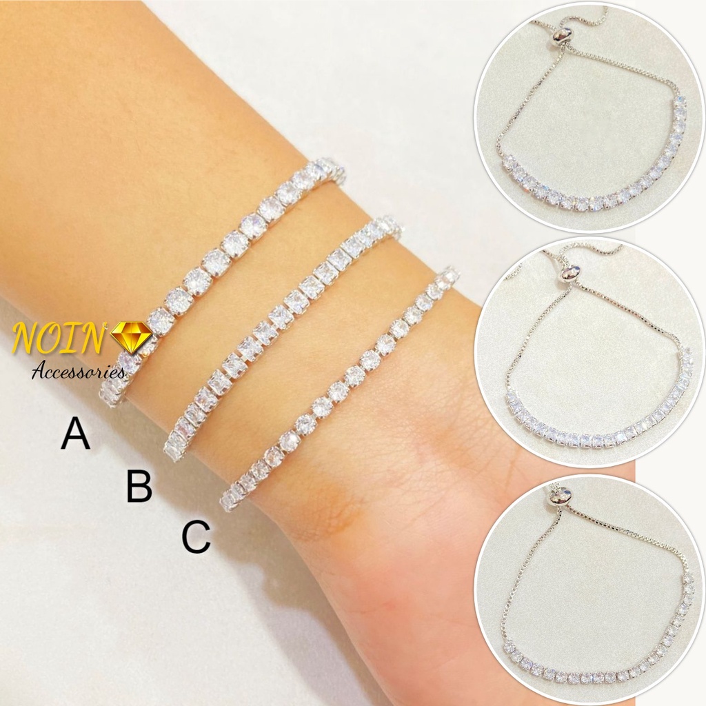 Gelang Serut Wanita Silver Full Permata Anti Karat Lapis Emas Aksesoris Fashion Daily Yaxiya Jewelry