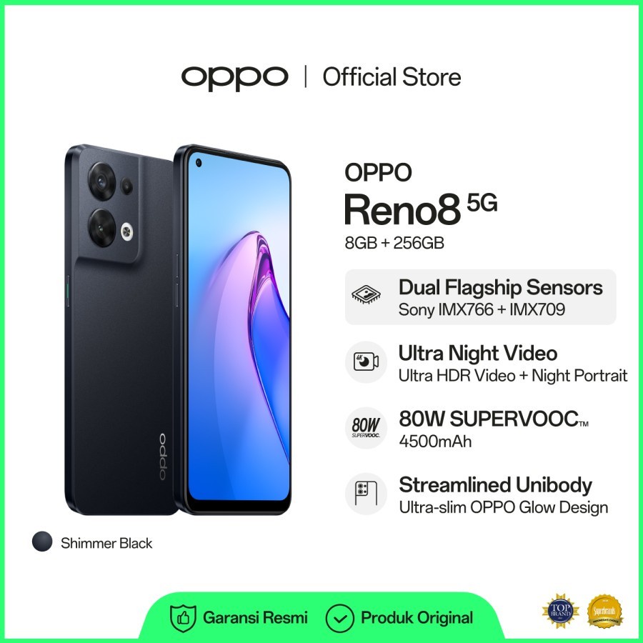 OPPO Reno 8 5G 8/128 baru garansi resmi - OPPO Reno 8