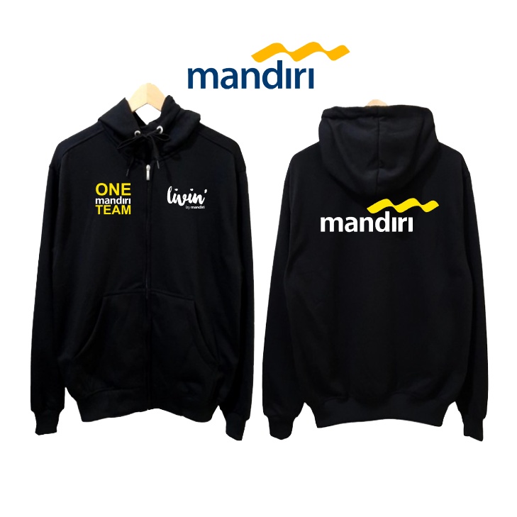 Jaket zipper logo one mandiri team livin by mandiri premium grosirsweterbandung