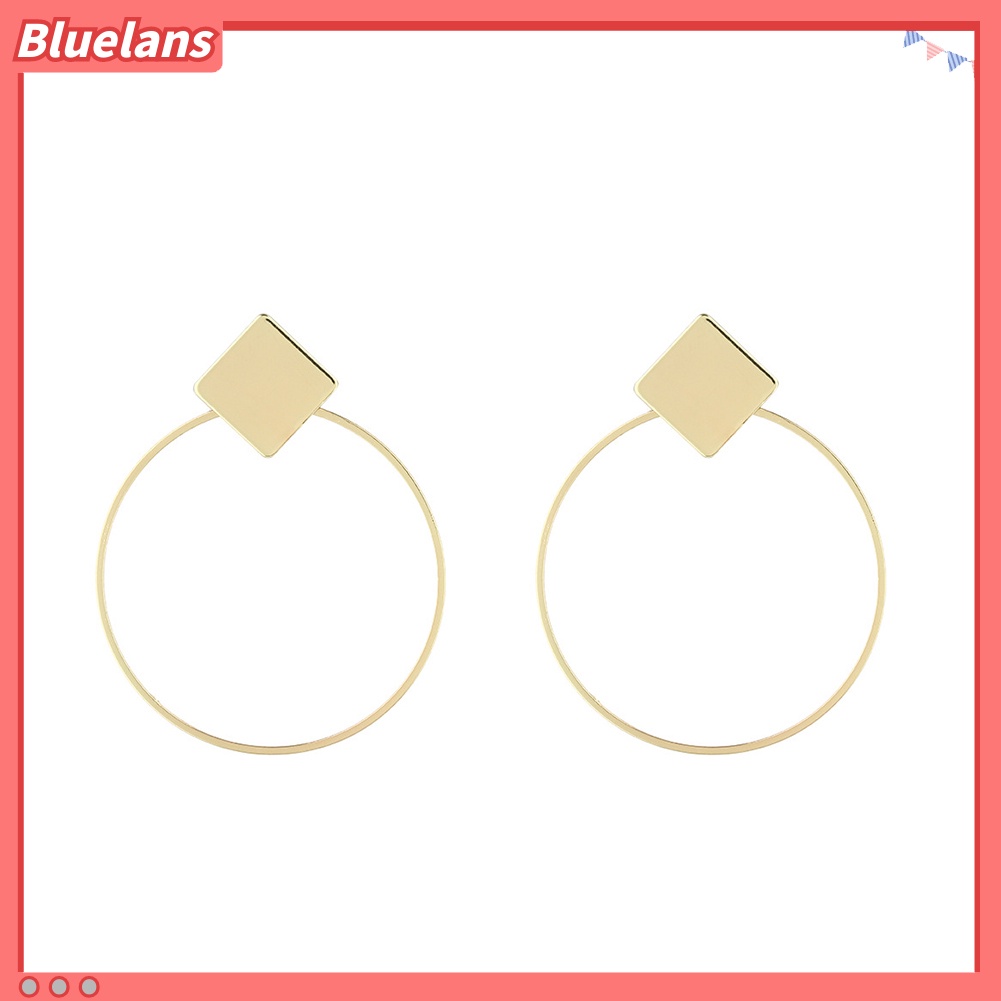 Bluelans Fashion Geometry Diamond Women Ear Hoop Travel Club Jewelry Round Earrings Gift