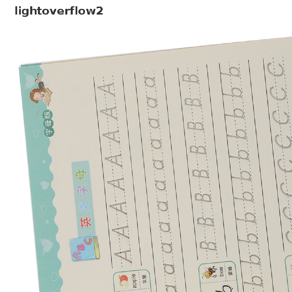 (lightoverflow2) 4pcs / Set Buku Belajar Menulis Huruf / Angka Dengan Pen Untuk Anak (ID)