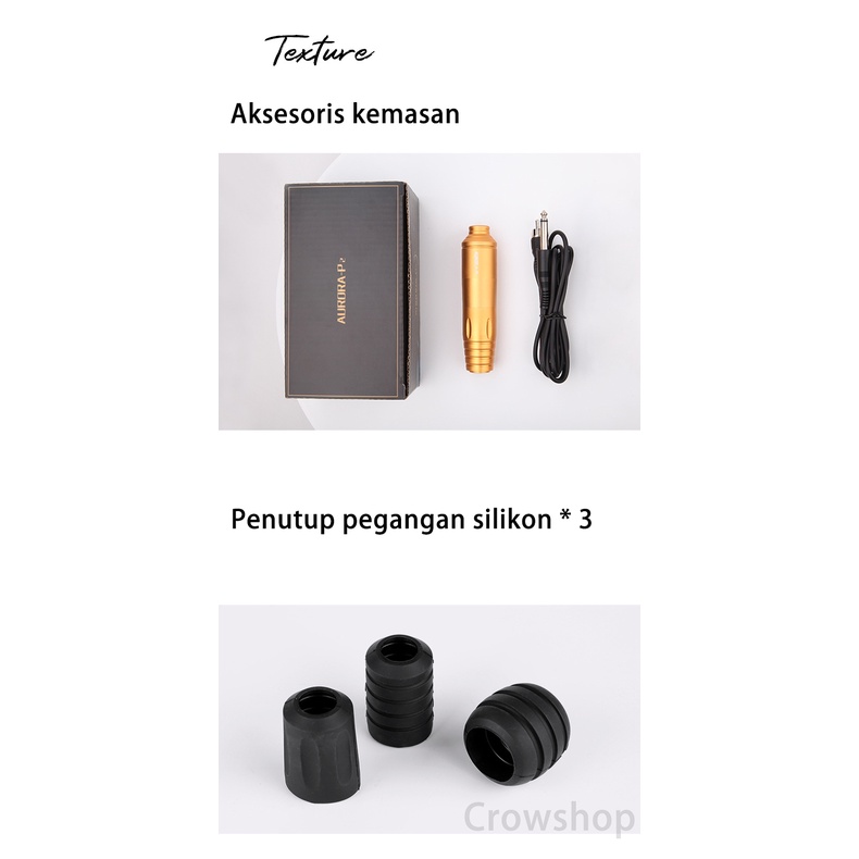 Aurora P2 Pen Mesin Tato Dengan 3pcs Grip Silikon RCA Interface Untuk Semi Permanen Microblading Ready Stock