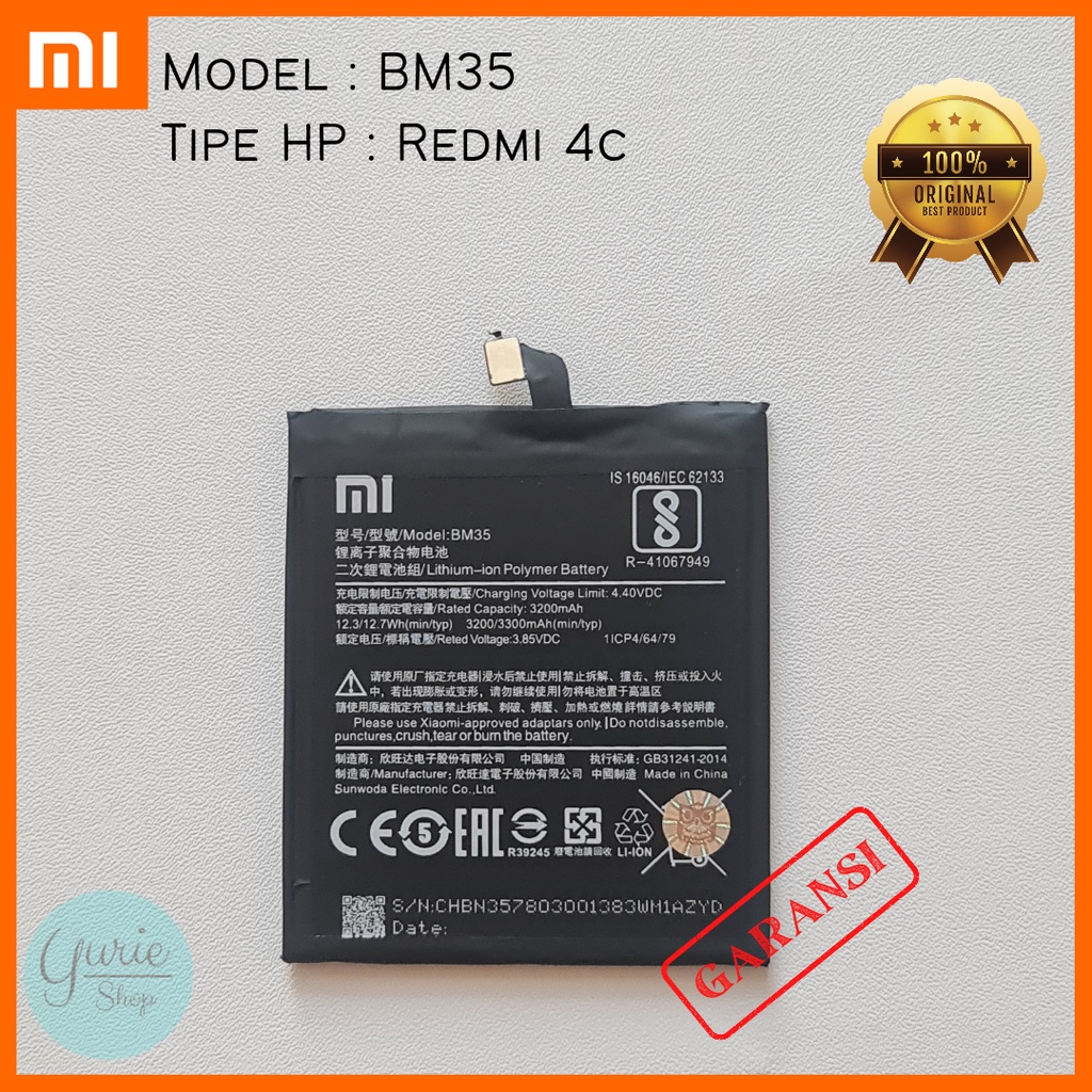 BATERAI BATTERY BATRE XIAOMI MI 4C BM35 ORIGINAL