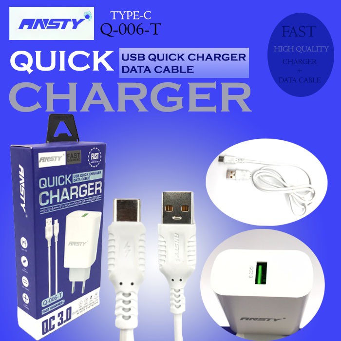 TC ANSTY Q-006 - ADAPTER - CASAN - CHARGER 3.0A FAST CHARGING