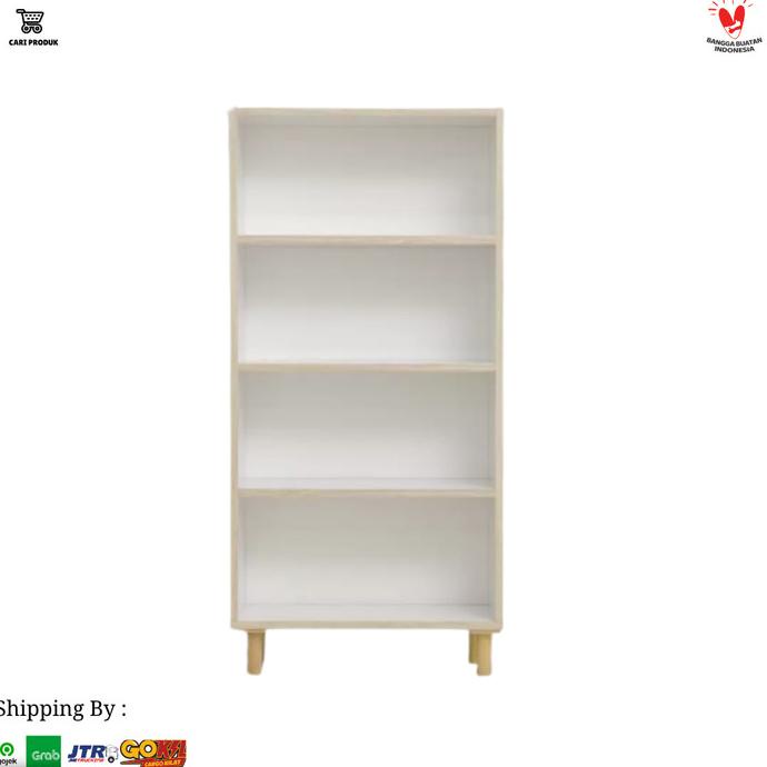 Rak Buku Minimalis Putih 4 Susun - Rak Buku Serabaguna Minimalis Putih